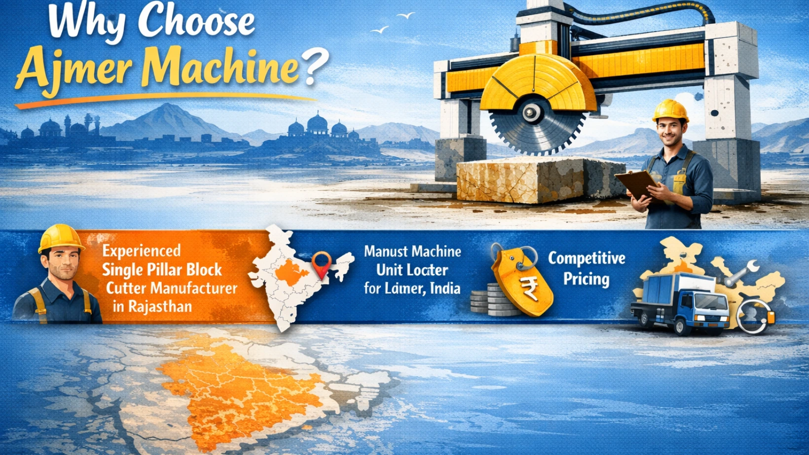 single pillar block cutter machine with worker 1 Ajmer Machine